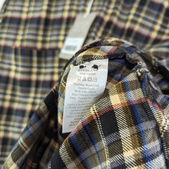 Everlane Shirt Womens Brown Flannel Boxy Plaid Button Up Pockets - Picture 13 of 15